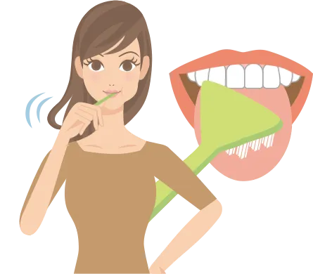 舌磨きをする女性